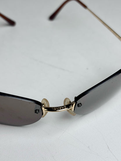 Chanel #4013 Rimless Vintage Y2K Pre-owned Gold Sunglasses