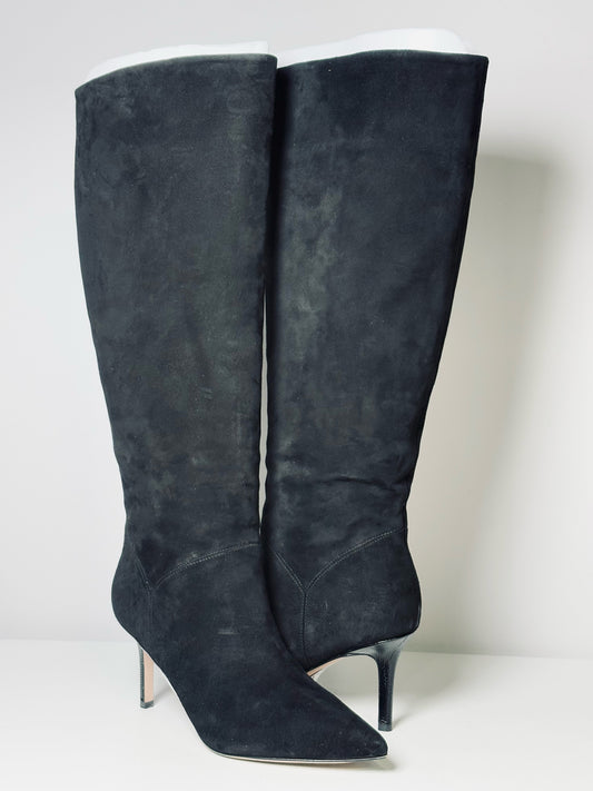 W Shoe Size 8.5 Veronica Beard Black Leather Suede Lexington Boots