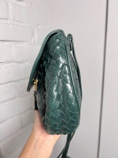 Leather Bottega Veneta Weave Vintage Green Small Purse
