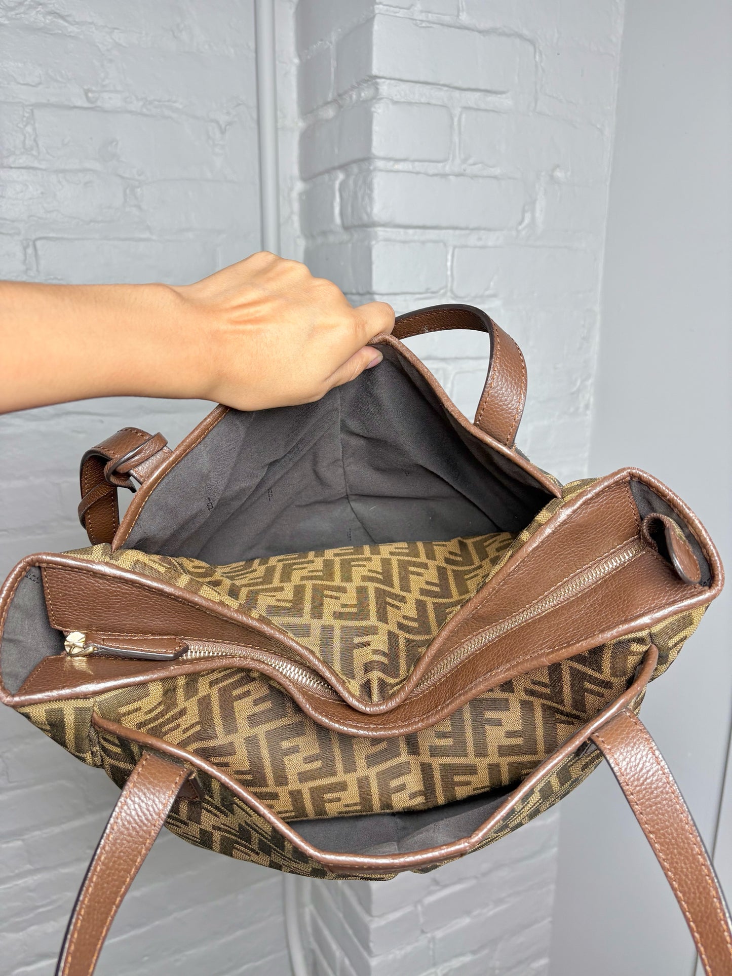 Canvas Fendi Zucca Print Canvas Pre-owned Brown Medium Purse