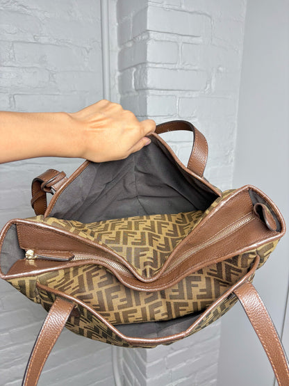 Canvas Fendi Zucca Print Canvas Pre-owned Brown Medium Purse