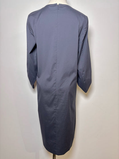 Women Size 2 Lafayette 148 Blue Solid Cotton Shift 3/4 Sleeves Dress