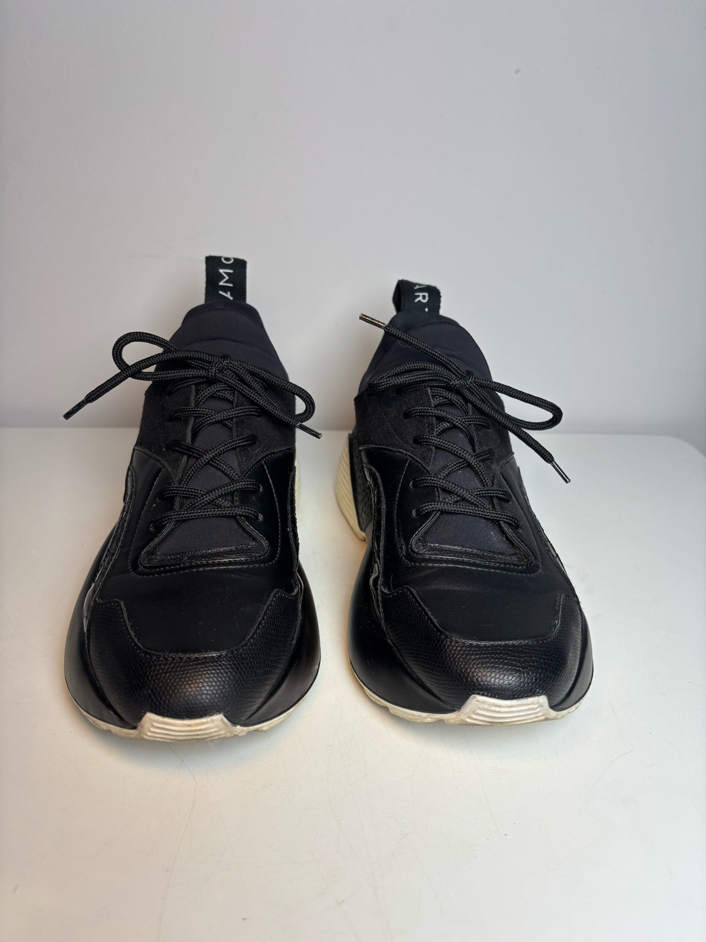 W Shoe Size 8 Stella McCartney Black Faux Leather Sneakers