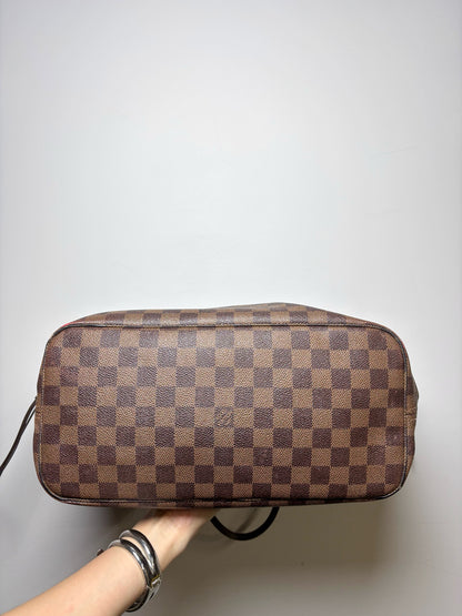 Louis Vuitton Damier Coated Canvas Brown Cowhide Trim Neverfull MM Purse