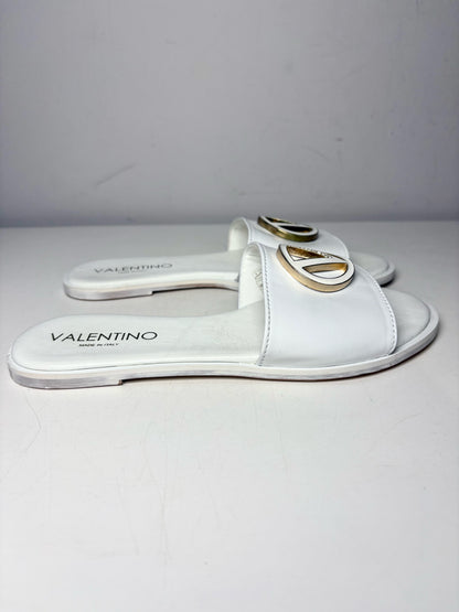 W Shoe Size 8 Mario Valentino White Leather Cowhide Women's Sandals