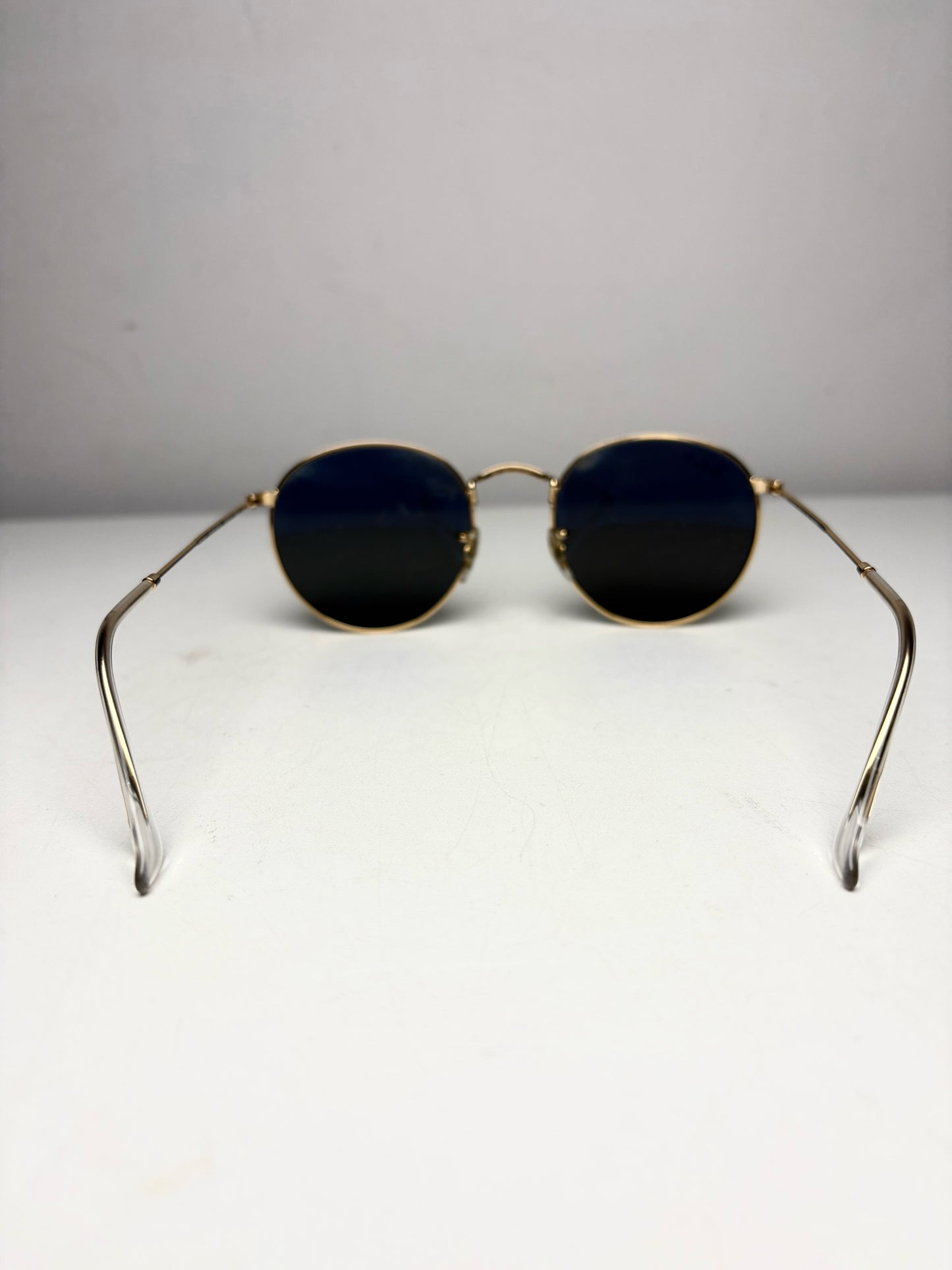 Women's Ray-Ban RB3447 Round Metal Gold Polarized Pre-Owned Sunglasses