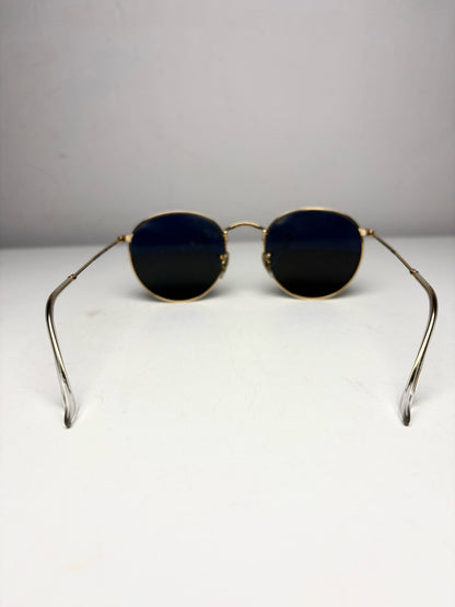Women's Ray-Ban RB3447 Round Metal Gold Polarized Pre-Owned Sunglasses