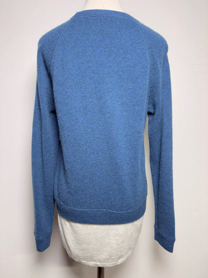 Women Size M Kokun Teal, gray Solid Cashmere Sweater