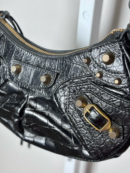 Balenciaga La Cagole XS Arena Lambskin Black Aged Hardware NWT Pre-owned Bag
