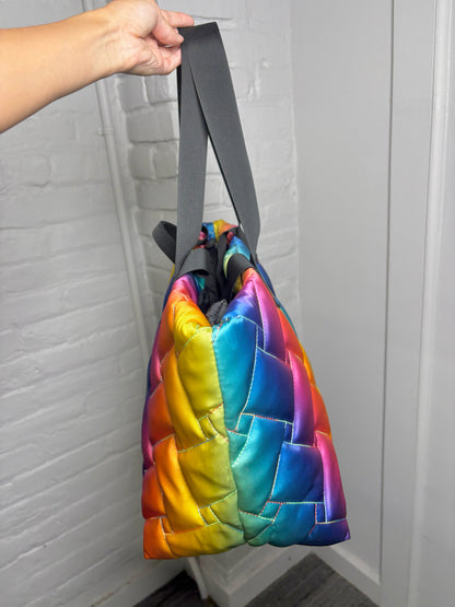Recycled Nylon Kurt Geiger Quilted Rainbow Tote Bag