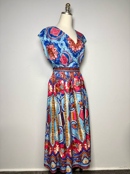 Women Size 12 Elie Tahari Multicolor Abstract Pure Cotton Pre-owned Dress