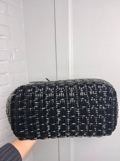 Balenciaga Woven PVC Black Bistro Tote Bag
