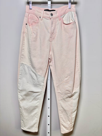 Women Size 25 (0) Veronica Beard Light Pink Colorblock Denim Barrel Jeans