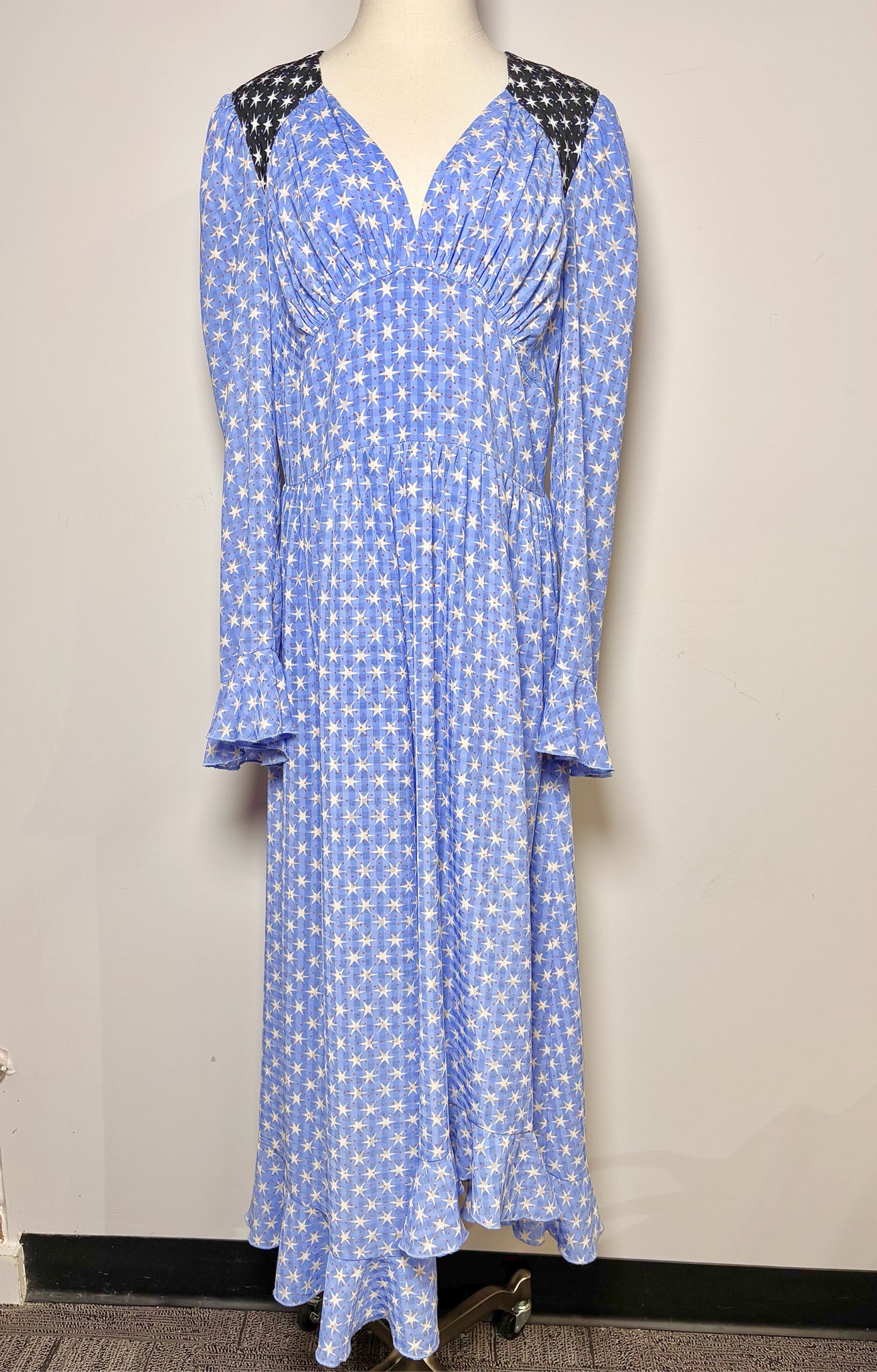 Women Size L Stine Goya Blue Stars Maxi Dress