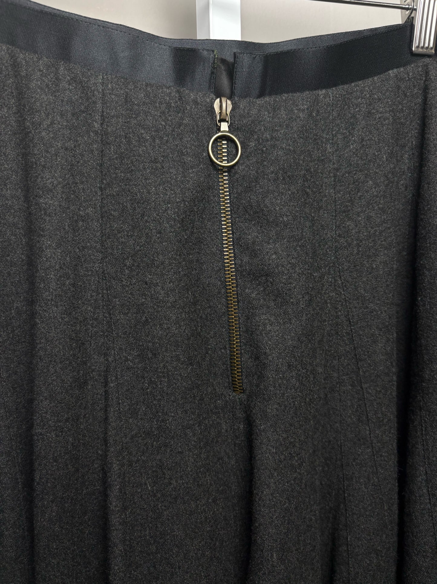 Women Size 38 French Lanvin Charcoal Wool Cashmere Vintage Pre-Owned Midi Skirt