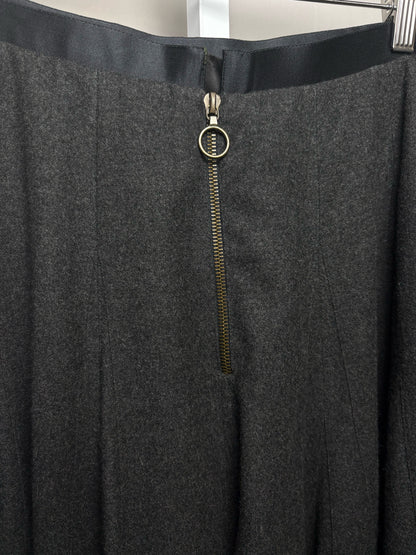 Women Size 38 French Lanvin Charcoal Wool Cashmere Vintage Pre-Owned Midi Skirt