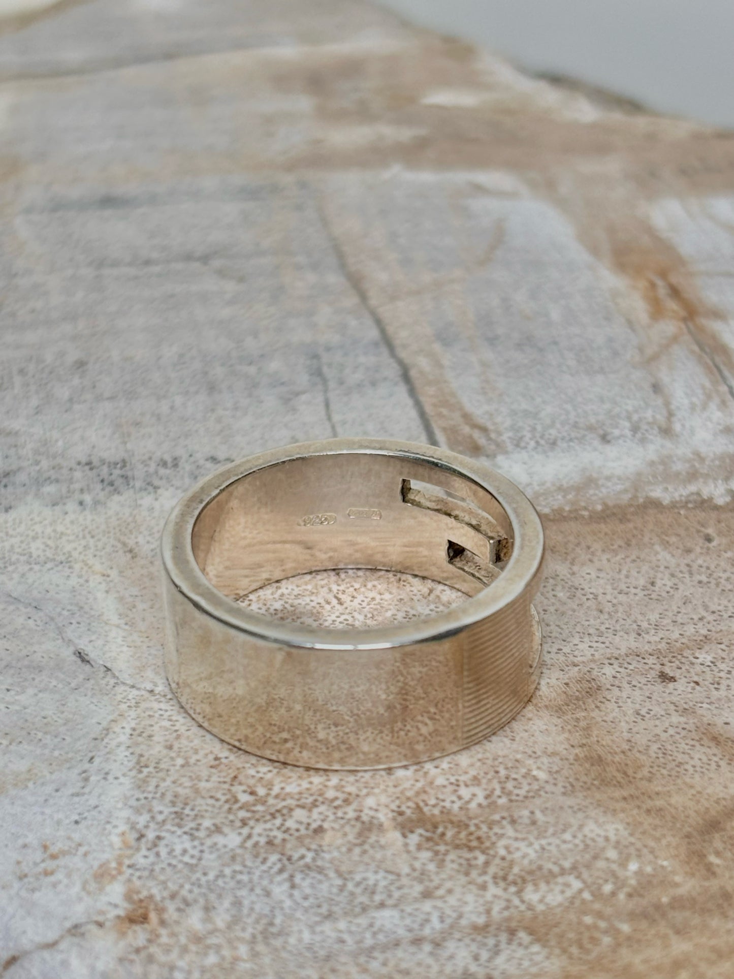Sterling Silver Gucci Sz 6 G Logo Cutout Band