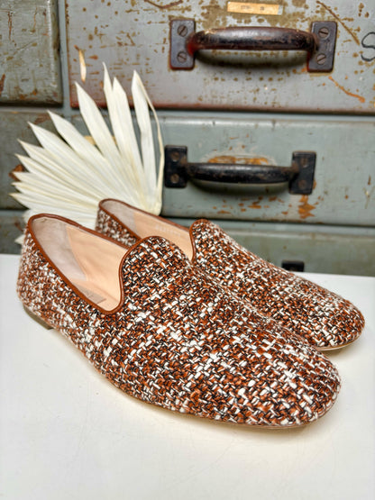 W Shoe Size 37.5 (7 US) AGL Rust Orange Fabric Loafers