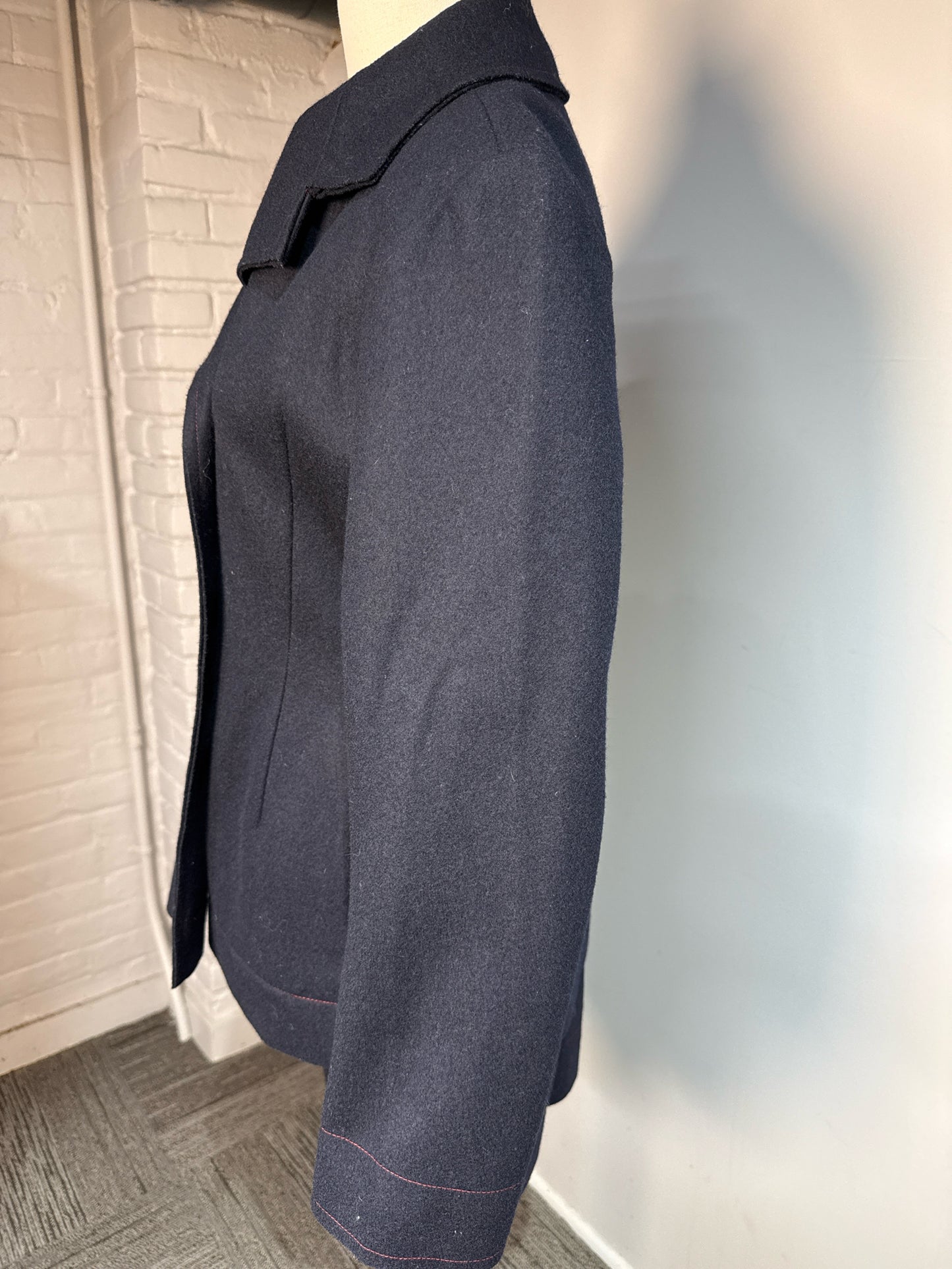 Women Size M Yoshi Kondo Navy Blue Solid Vintage 100% Wool 2 Piece Set