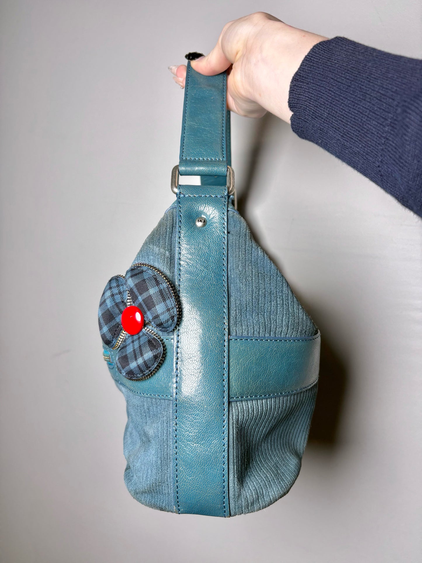 Marc Jacobs Solid Y2K Vintage Pre-owned Teal Fabric/Leather Shoulder Purse