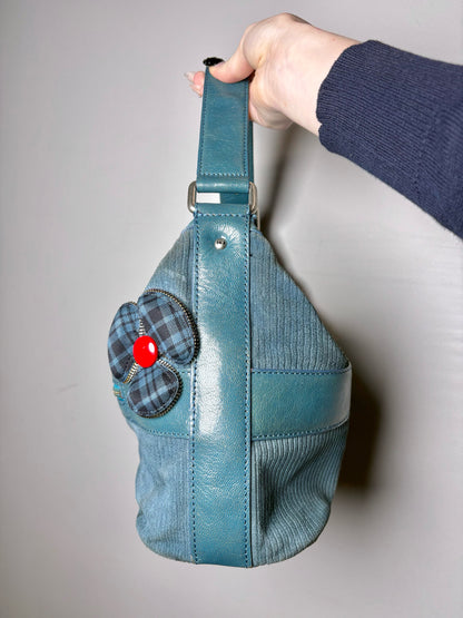 Marc Jacobs Solid Y2K Vintage Pre-owned Teal Fabric/Leather Shoulder Purse