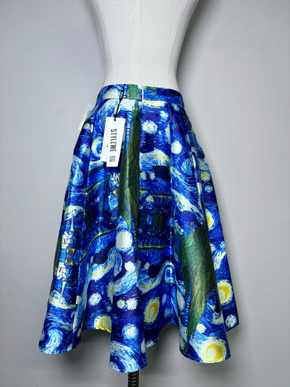 Women Size S Davida Blue Van Gogh Starry Night Skirt