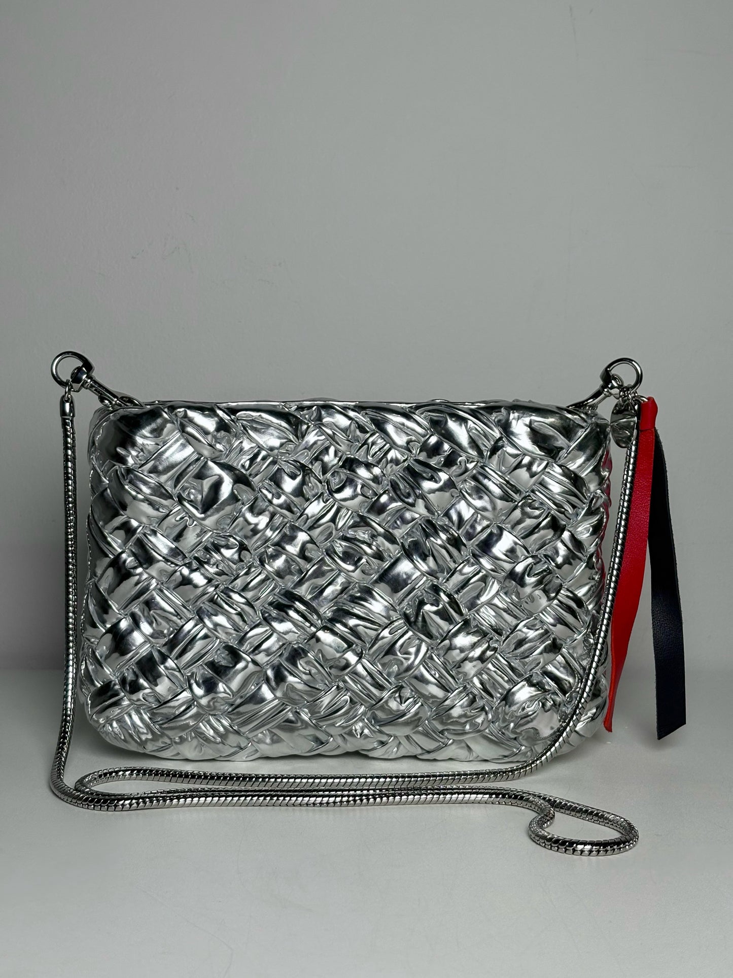 Clare V. Estelle Woven Crossbody Pre-owned Silver Purse