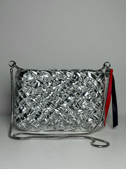 Clare V. Estelle Woven Crossbody Pre-owned Silver Purse