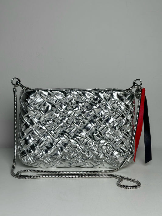 Clare V. Estelle Woven Crossbody Pre-owned Silver Purse