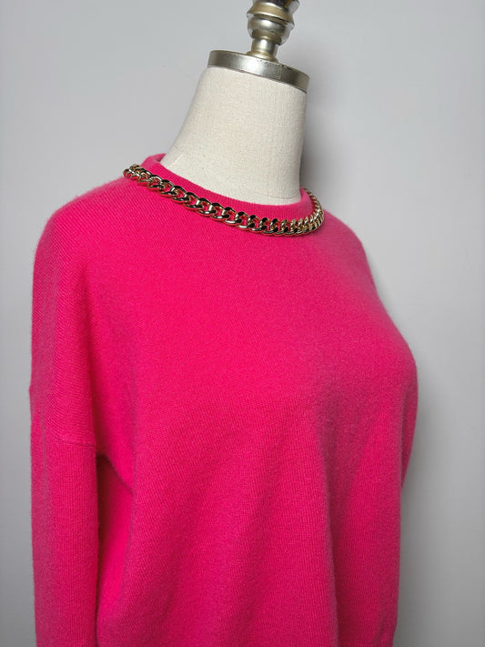 Women Size M Intermix Fuchsia Solid Cashmere Sweater
