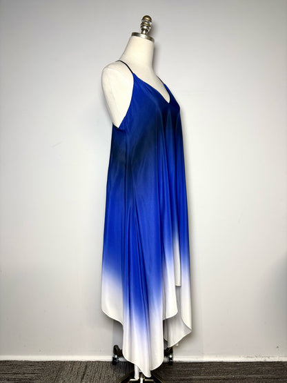 Women Size 4 Milly Blue Ombre Pure Silk Pre-owned Dress