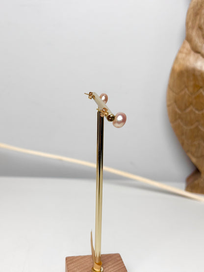 Freshwater Pink Pearl Stud Earrings