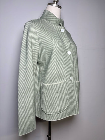 Women Size 42 ( 6 US) Adesi Pistachio Green Chevron Cashmere Pre-owned Sweater