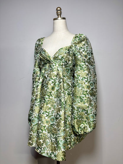 Women Size 4 Asos Edition Green Brocade Cocktail Mini Dress