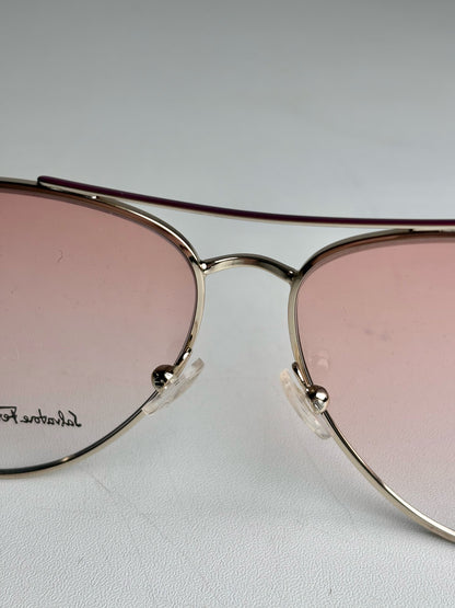 Salvatore Ferragamo Aviator Women's Pre-owned, NWOT Gold Tone Metal Sunglasses