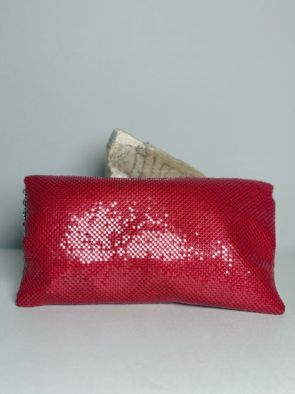 BCBG Max Azria Red Dots Vintage Metal Pre-owned Clutch Cocktail Purse