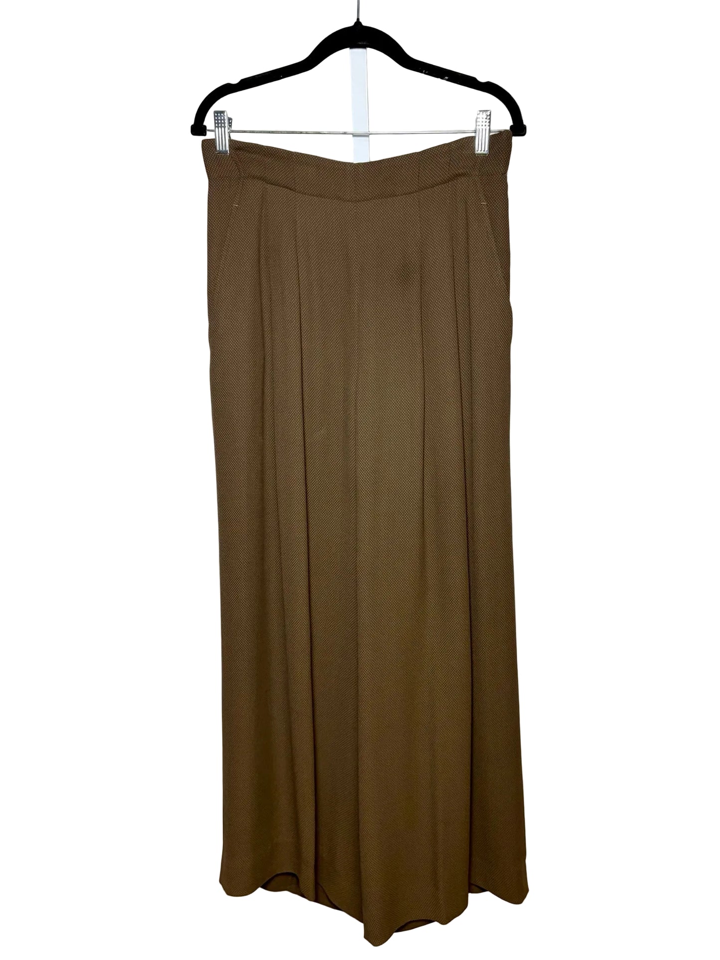 Women Size 6 Lafayette 148 Brown Textured Pre-Owned High-Rise Wide-Leg Pants