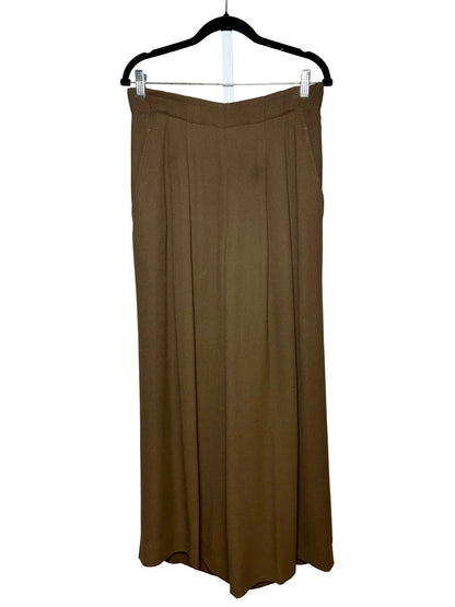 Women Size 6 Lafayette 148 Brown Textured Pre-Owned High-Rise Wide-Leg Pants