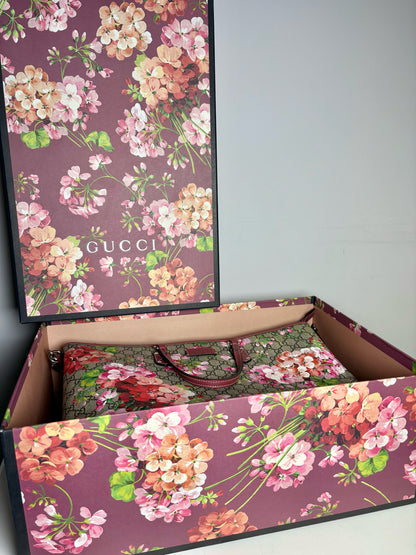 Gucci GG Supreme Floral Burgundy Tote