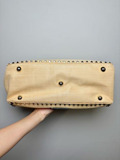Valentino Garavani Solid Raffia Tan Cowhide Purse