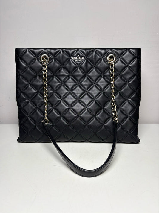 Kate Spade New York Diamond Quilt Leather Pre-owned Black Carey Tote Bag