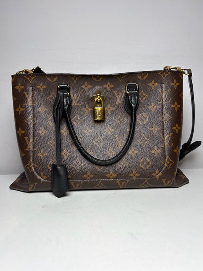 Women's Louis Vuitton Monogram Flower Brown & Black Pre-Owned Small Tote Crossbody Purse