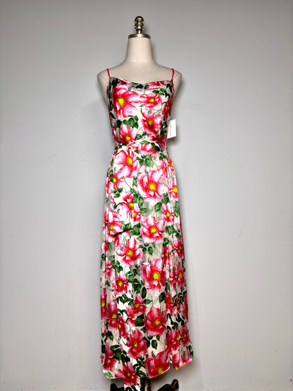 Women Size 2 Alice + Olivia White, Pink, Green Floral Silk Blend Pre-owned Dress