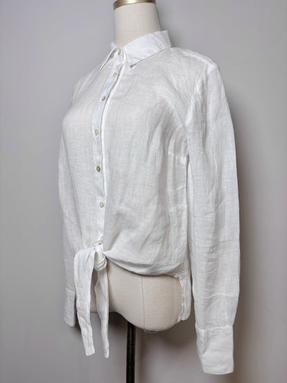 Women Size XS 120% Lino White Solid Linen NWT LS Shirt