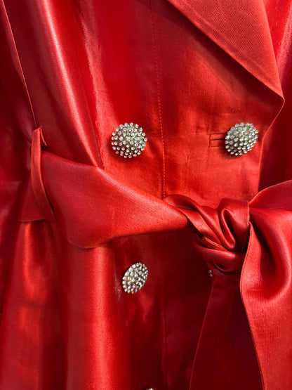 Women Size 8 Edition Georges Chakra Couture Long Red Trench Coat/Dress Coat