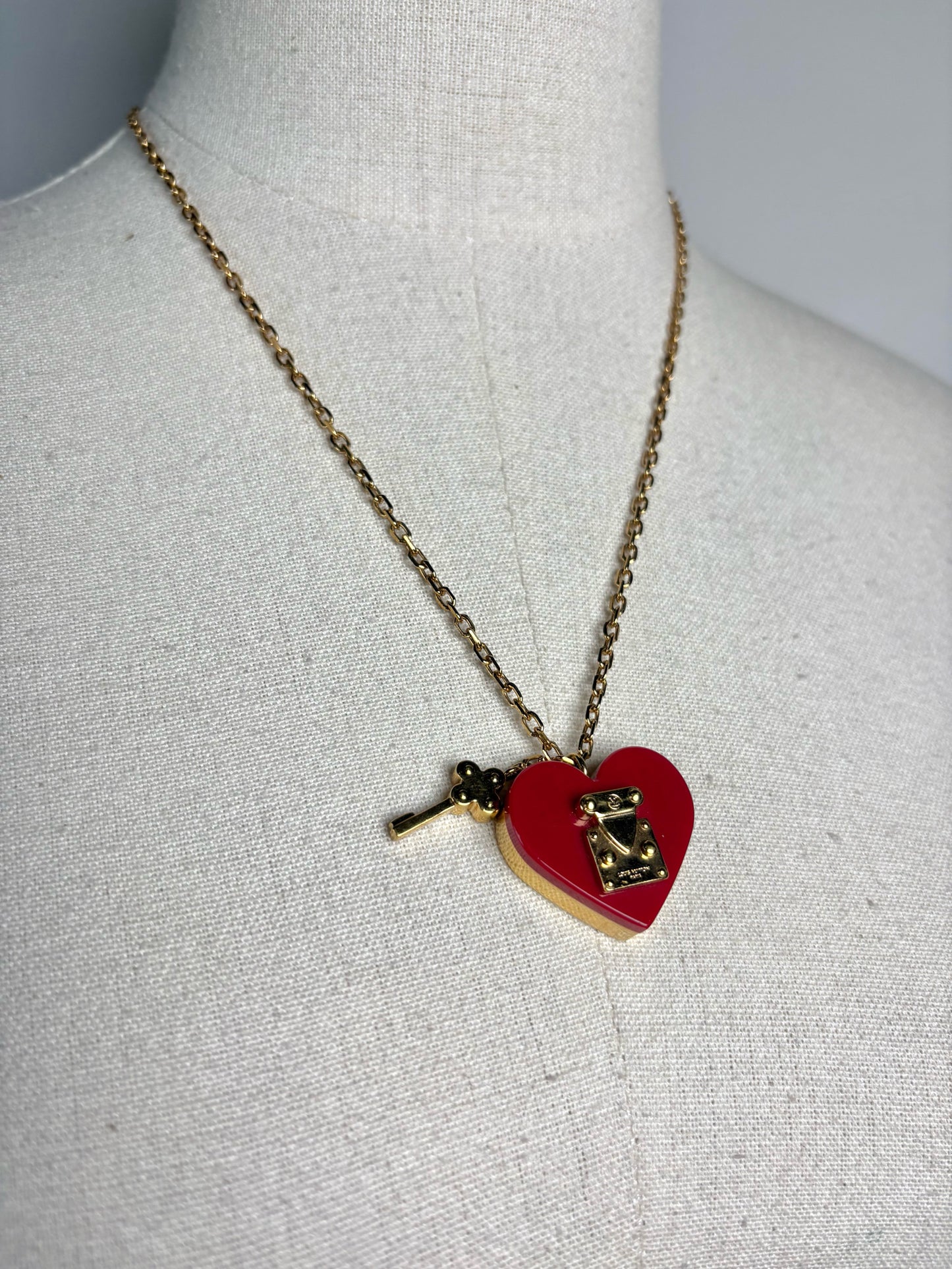 Louis Vuitton Women's Lock Me Heart Red Resin Pre-owned Necklace