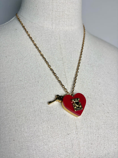 Louis Vuitton Women's Lock Me Heart Red Resin Pre-owned Necklace