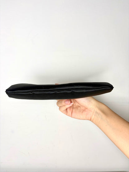 Anya Hindmarch London Maud Kiss-lock Recycled Satin Pre-owned Black Clutch