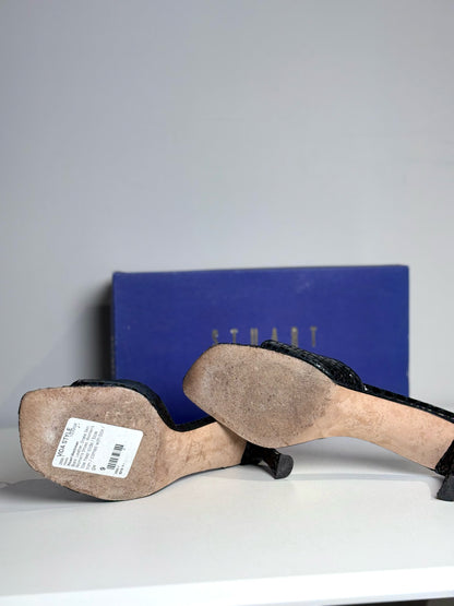 W Shoe Size 9 Stuart Weitzman Black Leather Snake Skin Heels