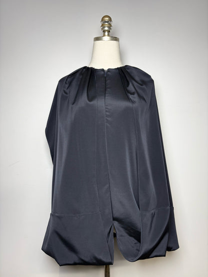 Women Size 8 Tibi Cocoon Layers Black Solid Blend NWT Pre-owned Top